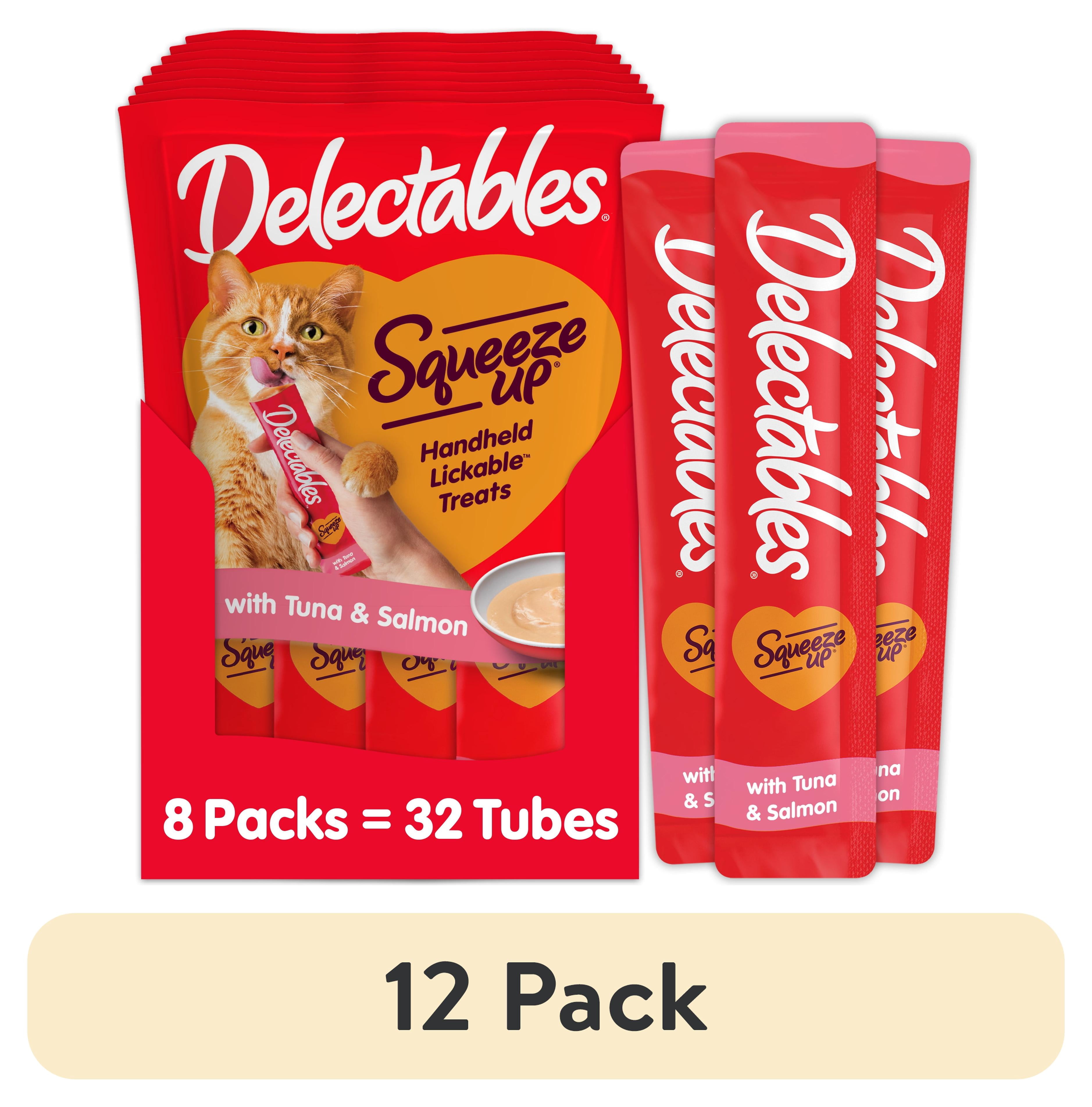 (12 pack) Hartz Delectables Squeeze Up Tuna & Salmon Interactive Lickable Wet Cat Treat, 0.5oz Tube (32 Count)