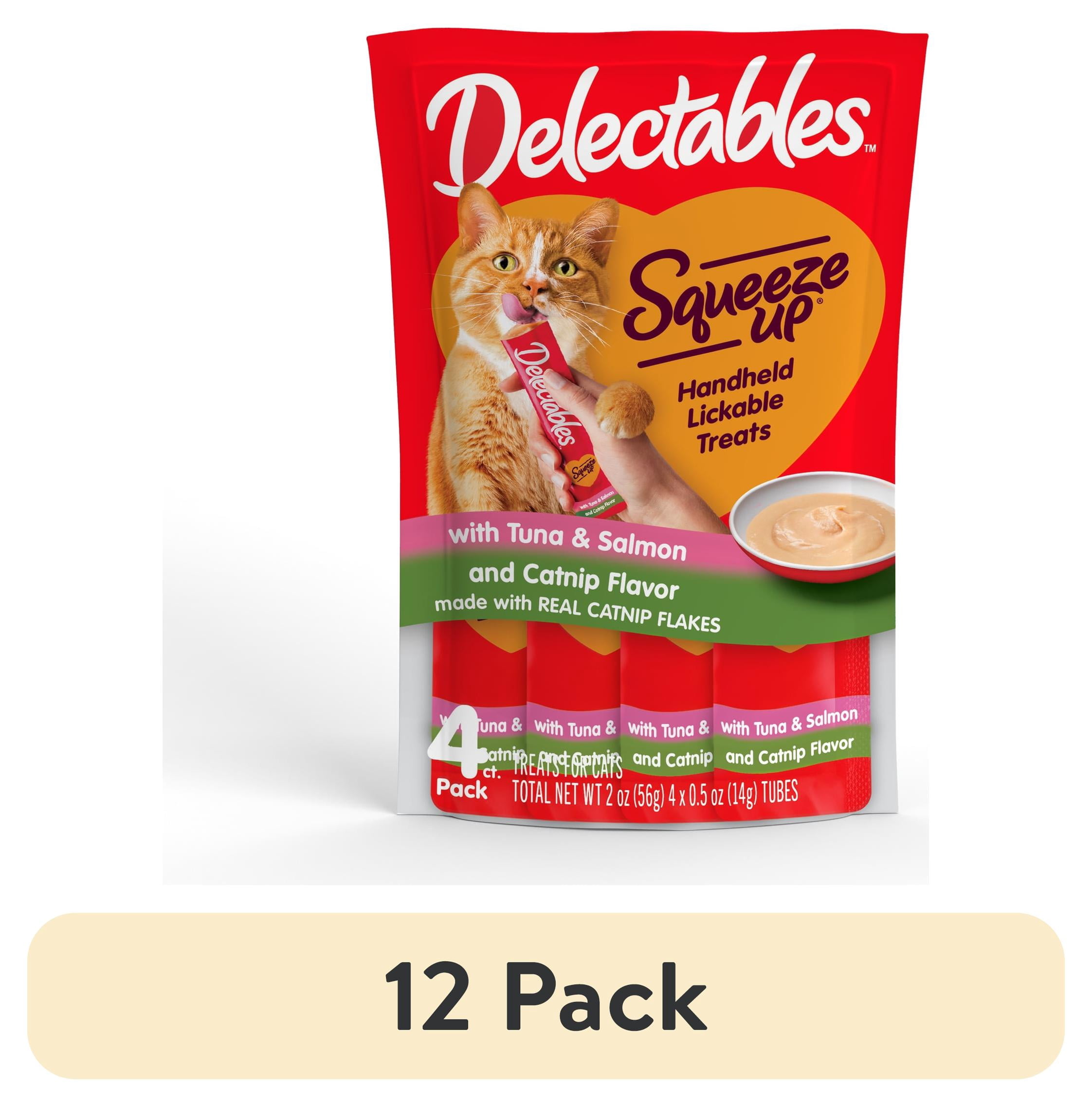 (12 pack) Hartz Delectables Squeeze Up Tuna & Salmon with Catnip Flavored Lickable Cat Treat, 4ct