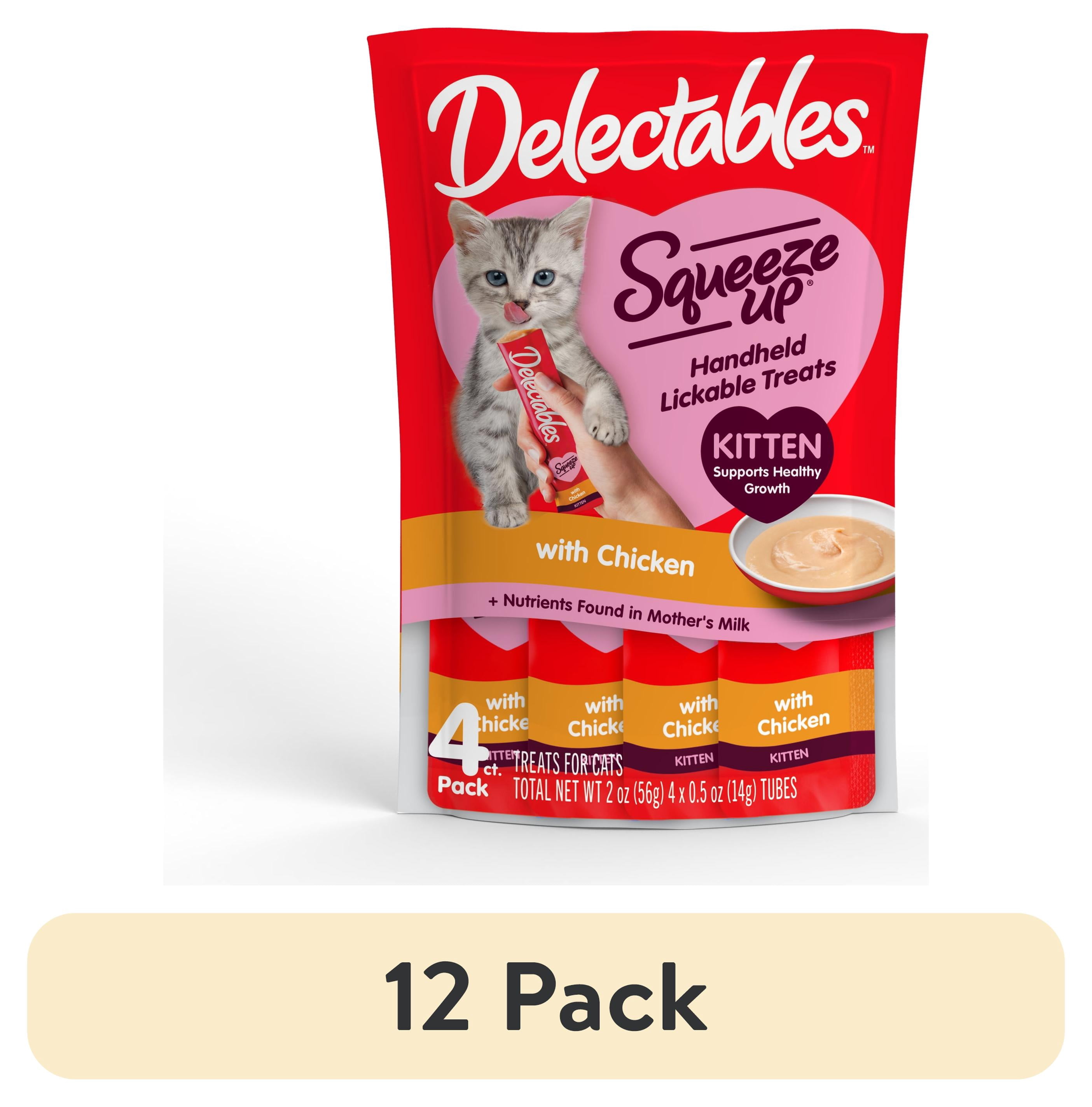 (12 pack) Hartz Delectables Squeeze Up for Kittens, Complete & Balanced Lickable Wet Cat Treat, Chicken, 4ct