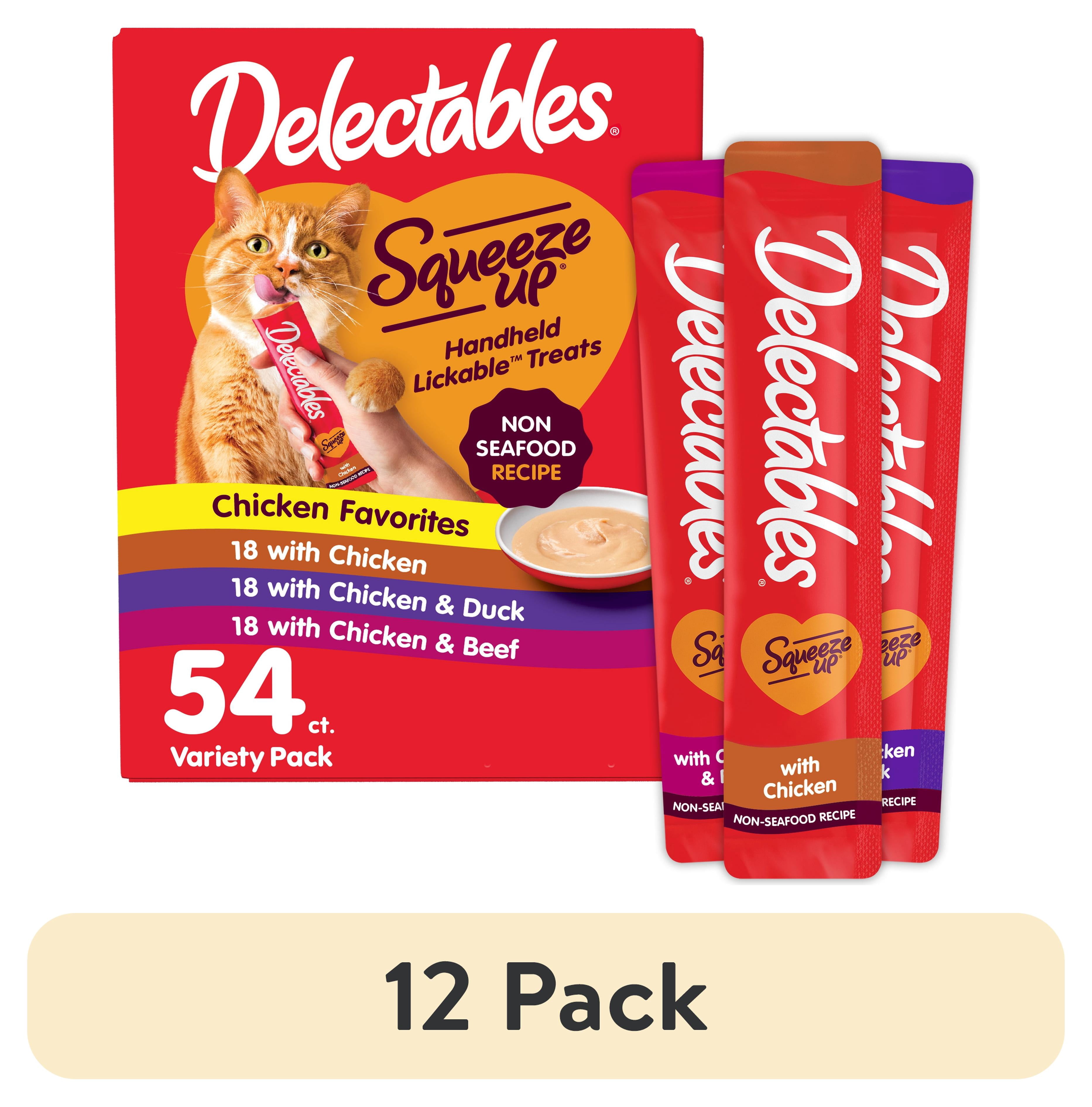 (12 pack) Hartz Delectables Squeeze up Non-Seafood Variety Pack Lickable Wet Cat Treats, 0.5oz Tube (54 Count)