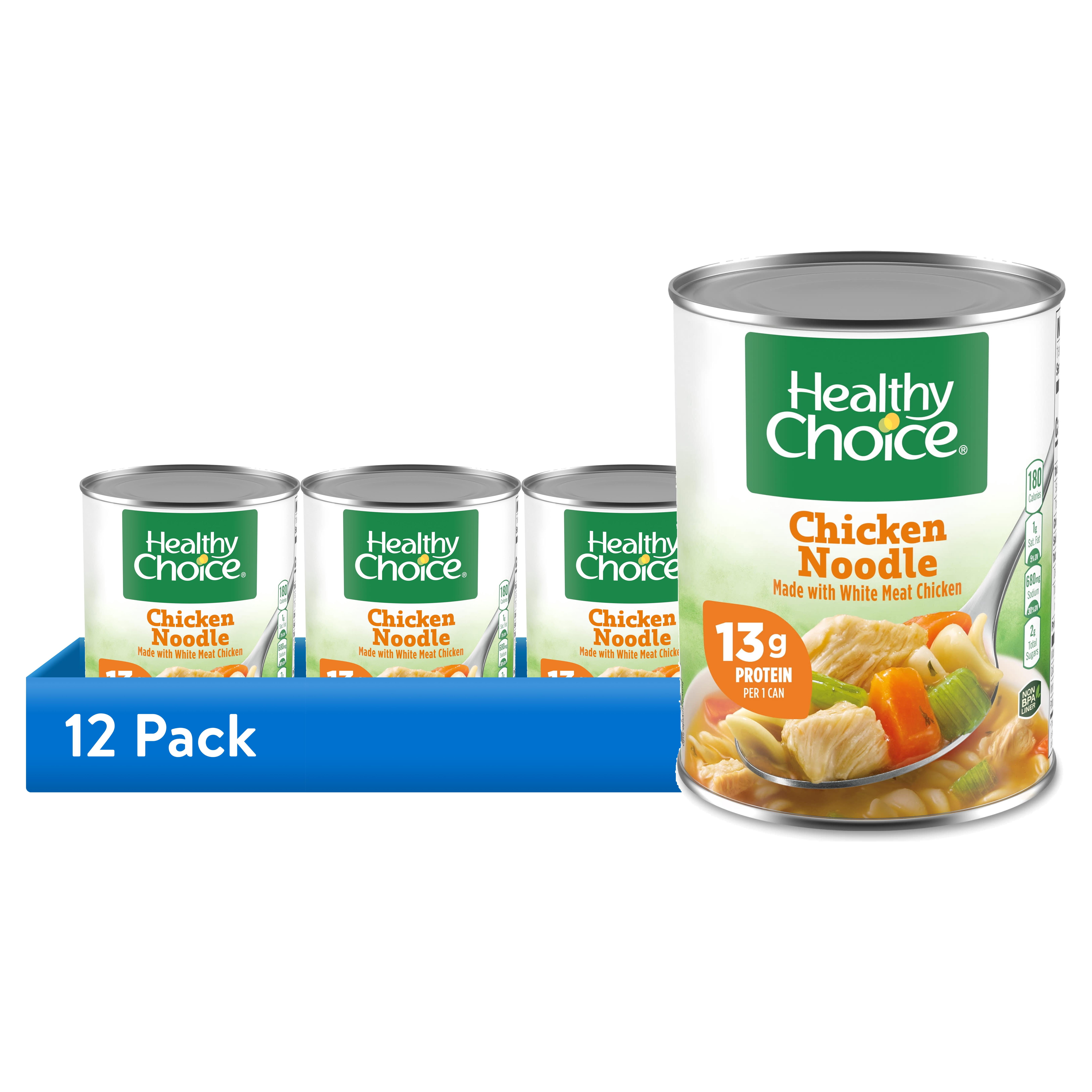 (12 pack) Healthy Choice Chicken Noodle Canned Soup, High Protein, 15 oz.