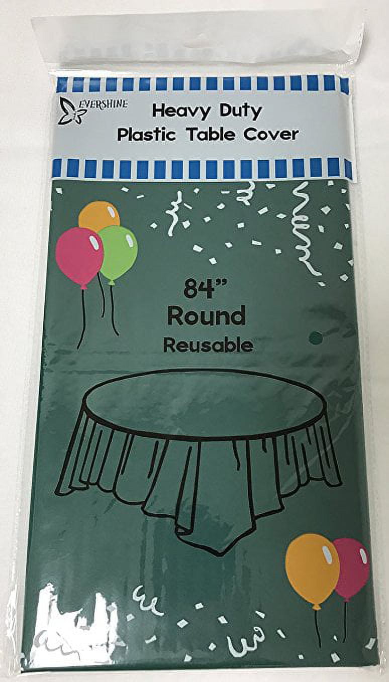 (12pack) Heavy Duty Plastic Table Covers Tablecloth (Reusable) (Round