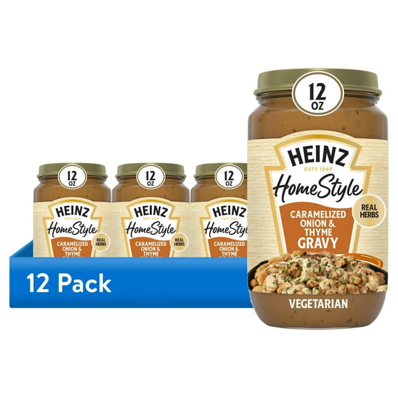 (12 pack) Heinz HomeStyle Caramelized Onion and Thyme Gravy, 12 oz Jar, Liquids