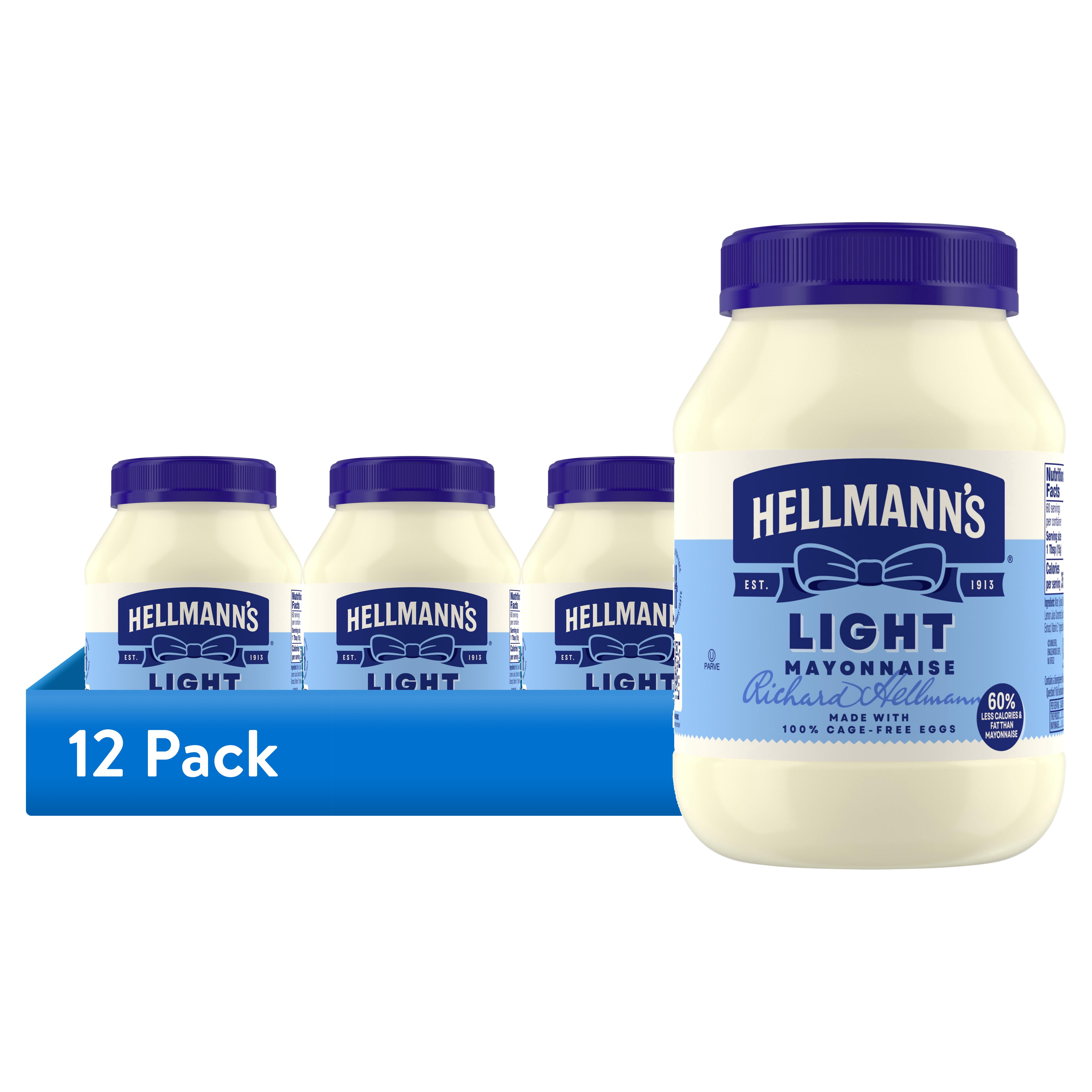 (12 pack) Hellmann's Light Mayonnaise, Sandwich Spread Condiments, 30 fl oz Jar​