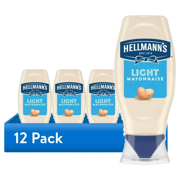 (12 pack) Hellmann's Light Mayonnaise Squeeze Mayo Sandwich Spread 11.5 oz