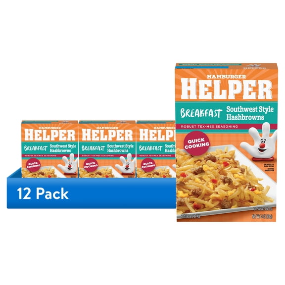 (12 pack) Helper Breakfast Southwest Style Hashbrowns with Robust Tex-Mex Seasoning, 4oz Box