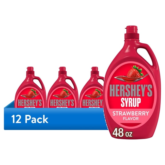 (12 pack) Hershey's Strawberry Flavored Syrup, Bottle 48 oz