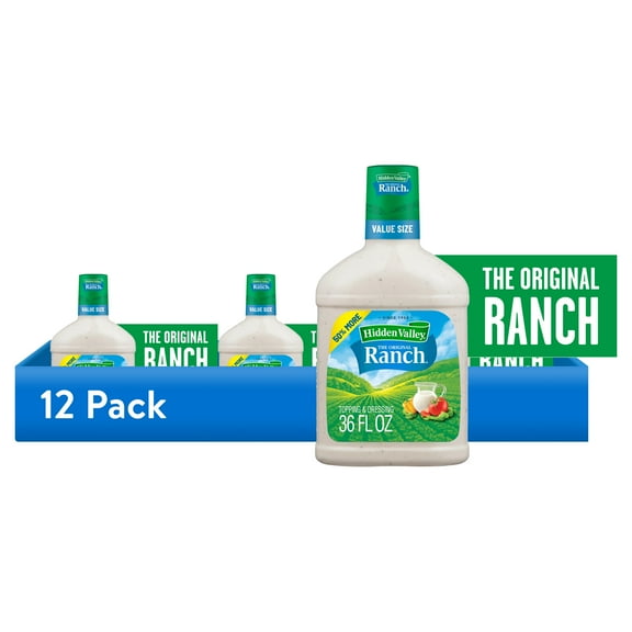 (12 pack) (12 pack) Hidden Valley Gluten Free Keto-Friendly Original Ranch Salad Dressing and Topping, 36 Fl Oz Bottle