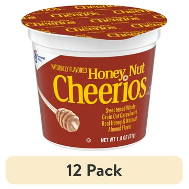(12 pack) Honey Nut Cheerios Breakfast Cereal Cup, Gluten Free, Single Serve Cereal, 1.8 oz