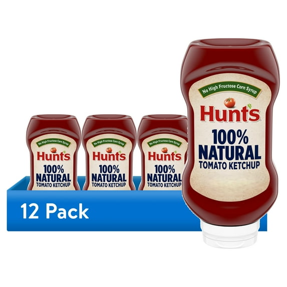 (12 pack) Hunt’s 100% Natural Tomato Ketchup, No High Fructose Corn Syrup, 20 oz. Squeeze Bottle