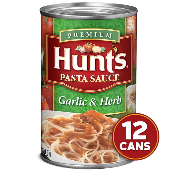 (12 pack) Hunts Garlic & Herb Pasta Sauce, 24 oz. Can