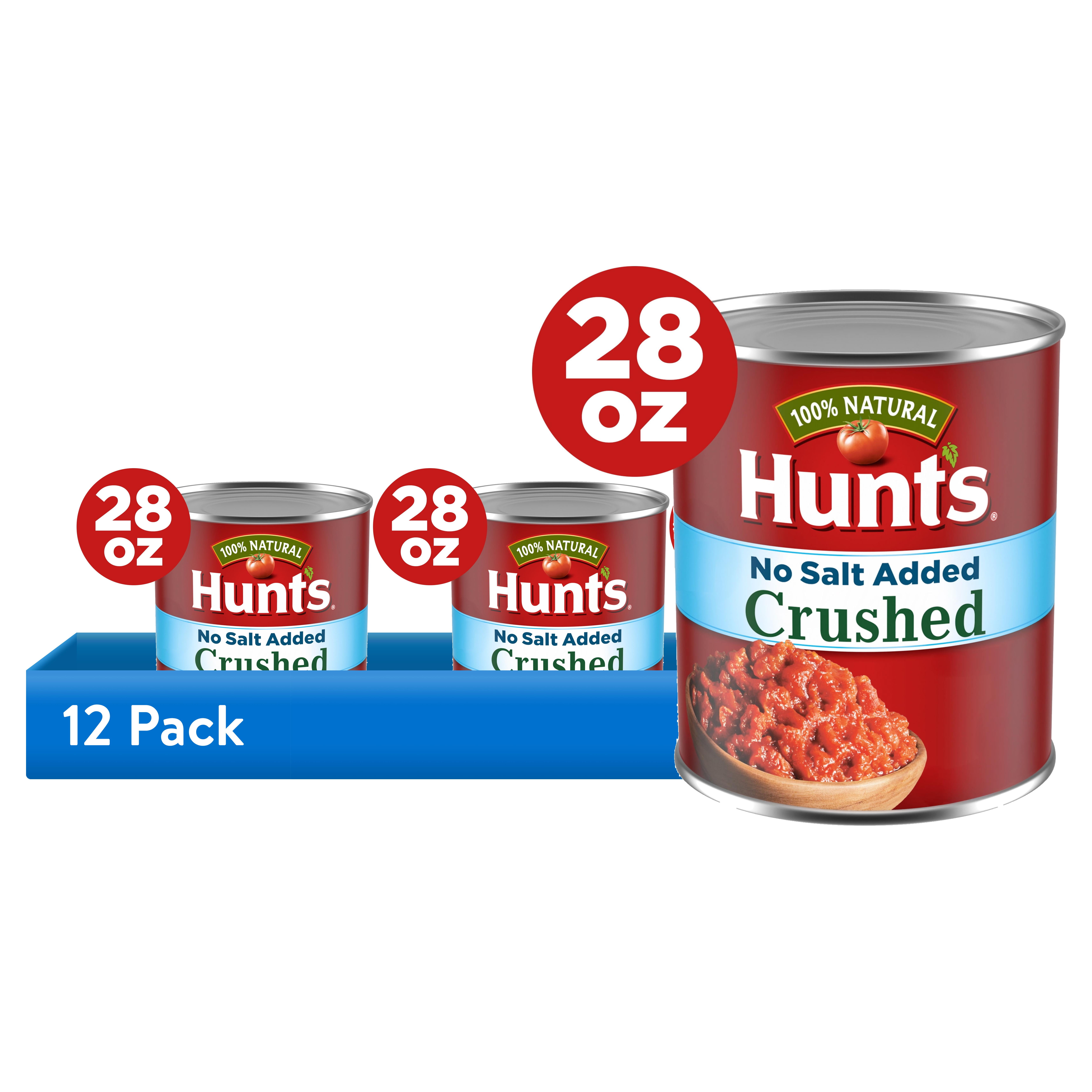 (12 pack) Hunt’s No Salt Added Crushed Tomatoes, Perfect for Chili & Soups, 28 oz. Can