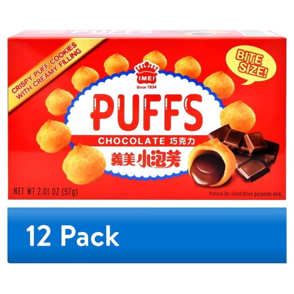 (12 pack) I MEI Chocolate Puffs, 2.01 oz