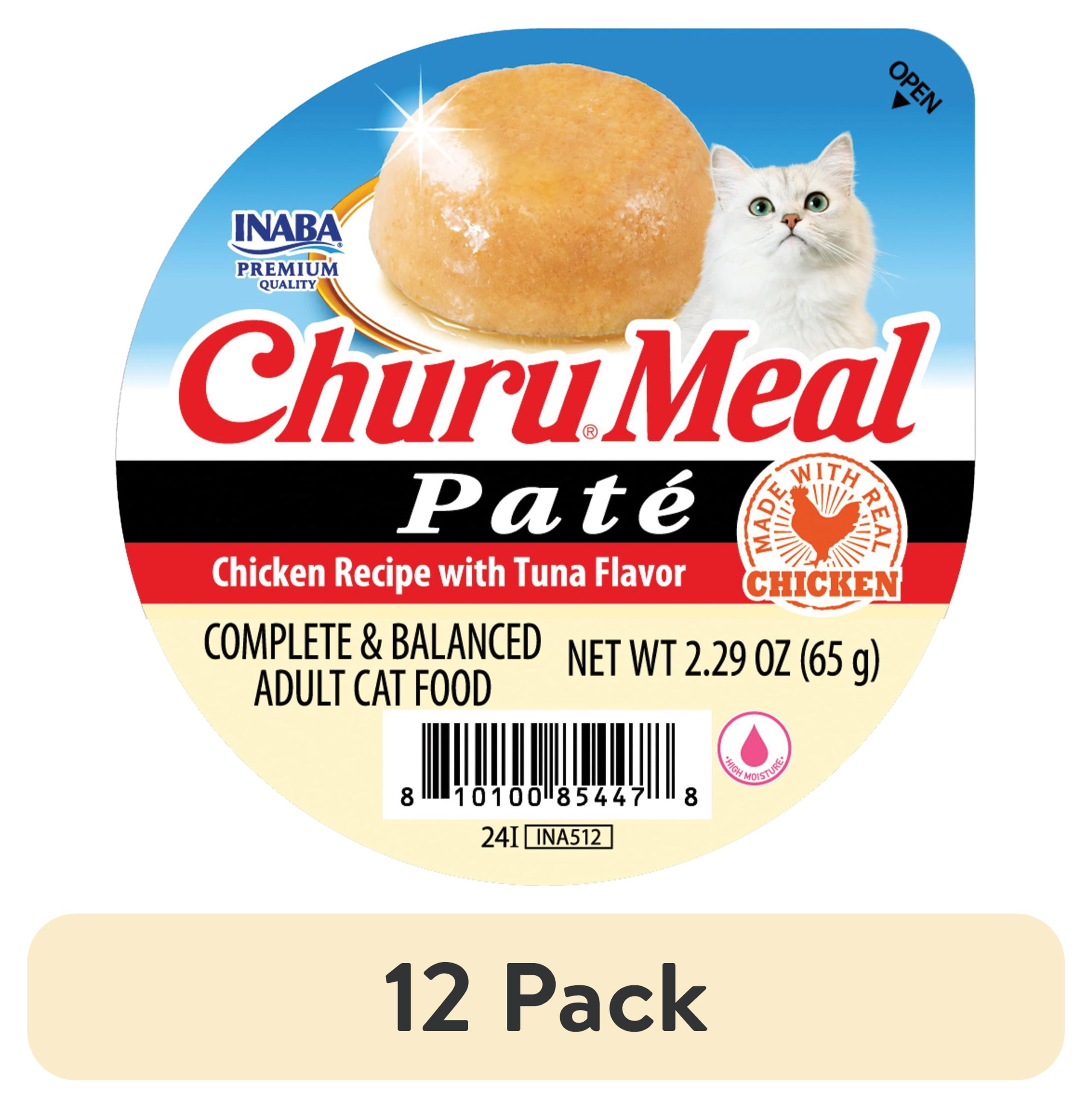 (12 pack) INABA Churu Meal Paté Adult Wet Cat Food, 2.29 oz cup, Chicken Recipe with Tuna Flavor