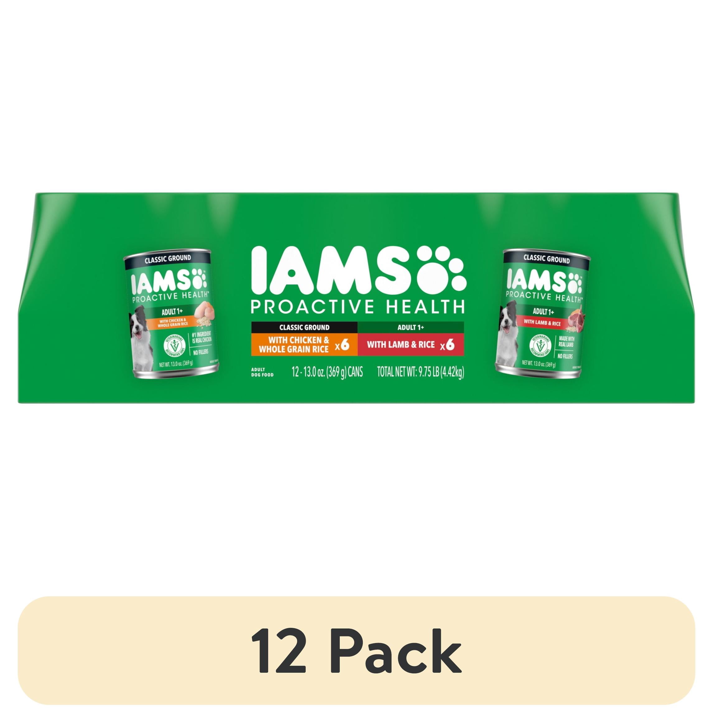 (12 pack) Iams Proactive Health Adult Wet Dog Food, Classic Ground Chicken or Lamb, 13 oz Cans, 12 Pack Variety