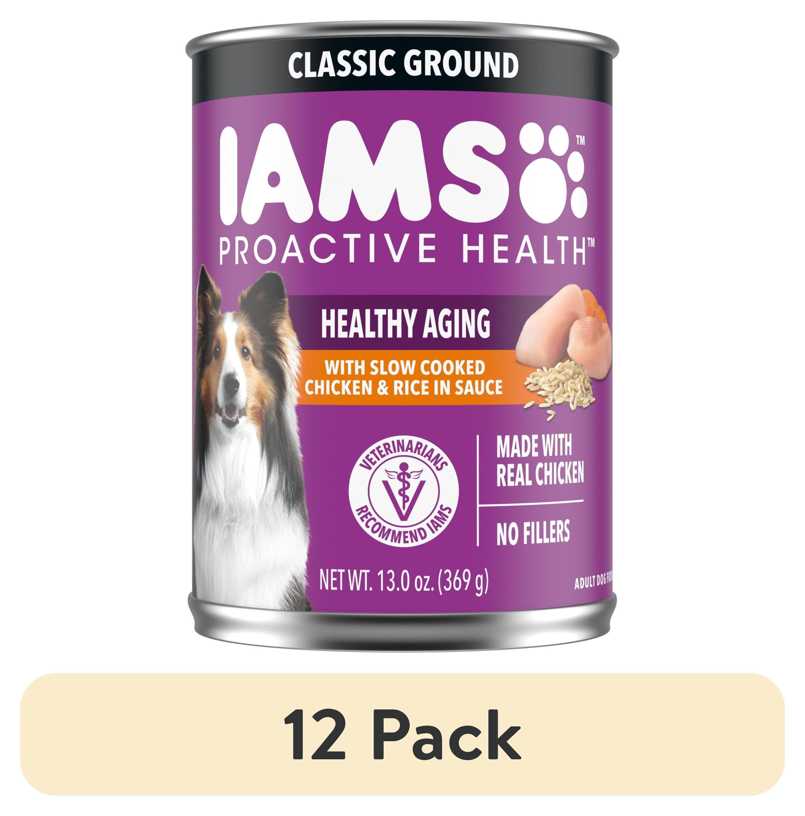 (12 pack) Iams Proactive Health Senior Soft Wet Dog Food Pate With Slow Cooked Chicken & Rice, 13 Oz Can