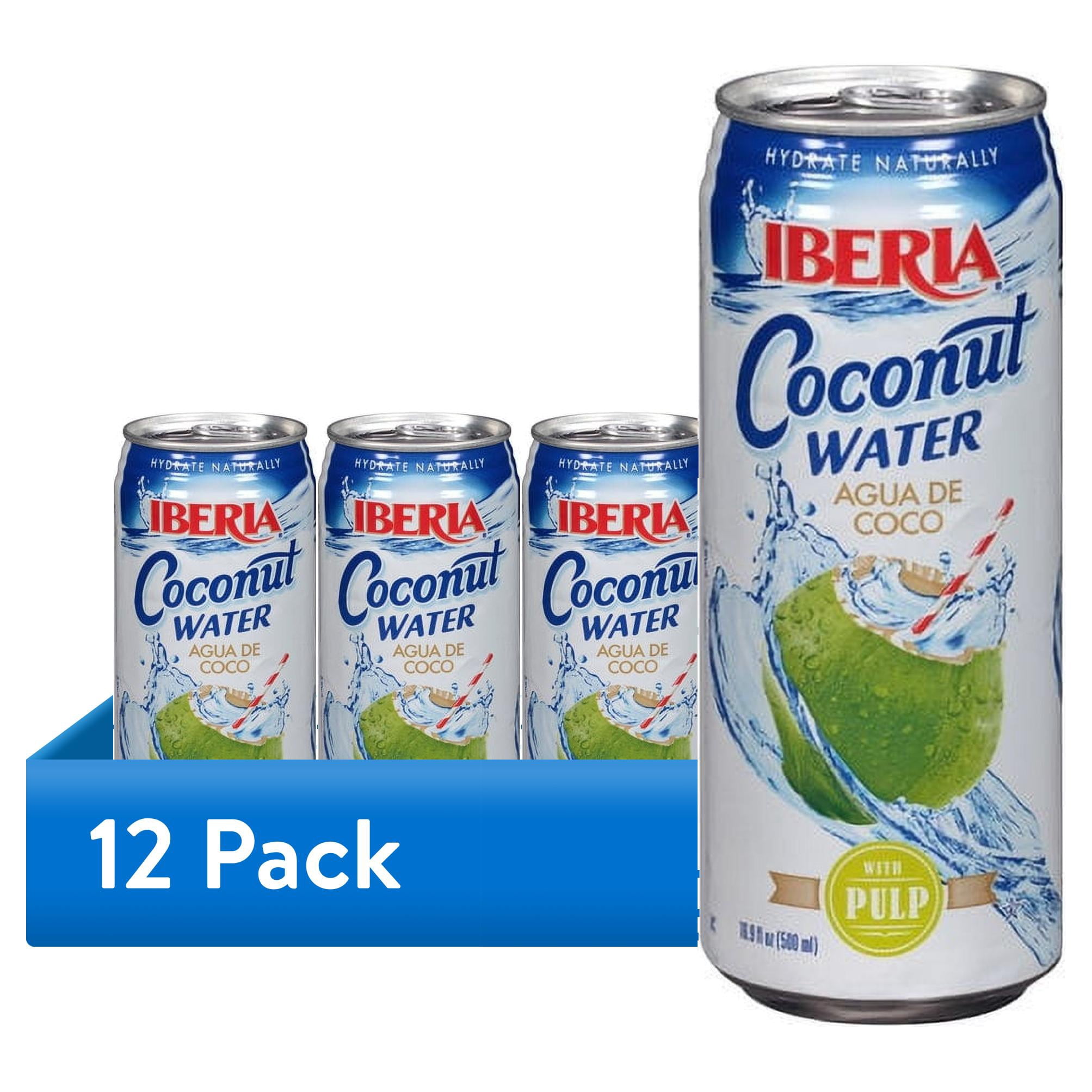 (12 pack) Iberia Coconut Water with Pulp, 10.5 oz