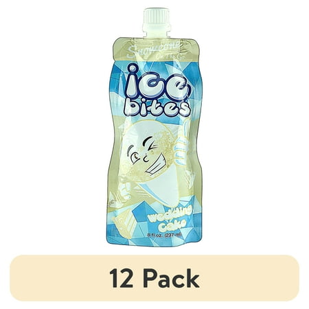 (12 pack) Ice Bites Flavored Ice Snowcone on The Go, Wedding Cake, 8 fl oz, 1 Count, Gluten-Free