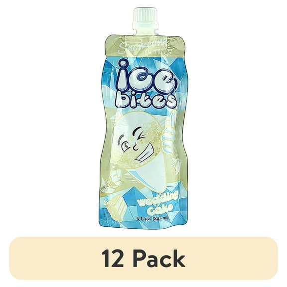 (12 pack) Ice Bites Flavored Ice Snowcone on The Go, Wedding Cake, 8 fl oz, 1 Count, Gluten-Free