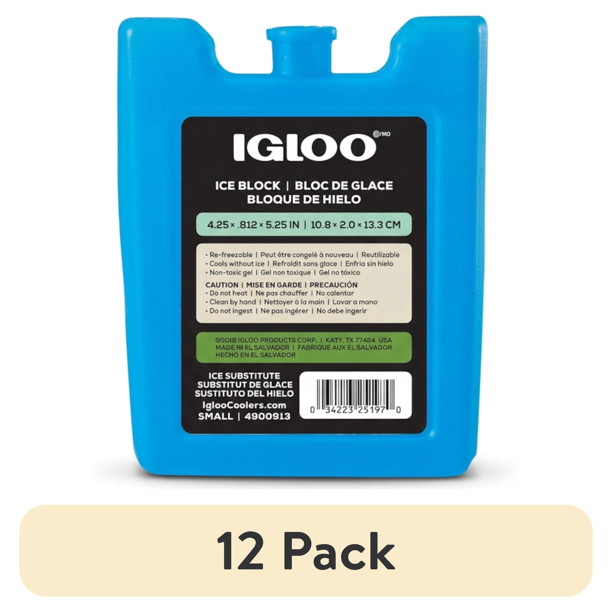 (12 pack) Igloo MaxCold Small Ice Freeze Block, Blue, Best Used for On-the-Go Snacks and Lunches to Keep Food Cool