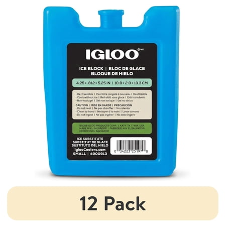 (12 pack) Igloo MaxCold Small Ice Freeze Block, Blue, Best Used for On-the-Go Snacks and Lunches to Keep Food Cool