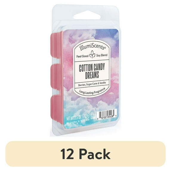 (12 pack) Cotton Candy Dream Wax Melts, IllumiScents, Highly Fragrant Soy Blend, 2.5 oz (1-Pack)