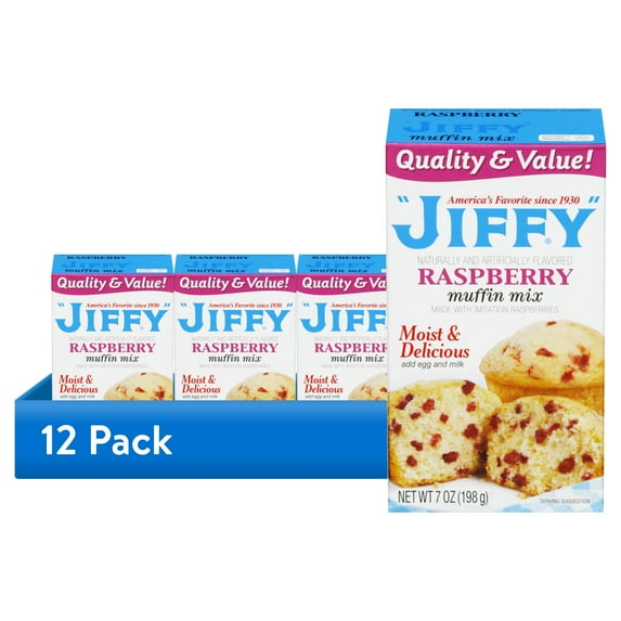 (12 pack) "JIFFY" Raspberry Muffin Mix, 7 oz Box