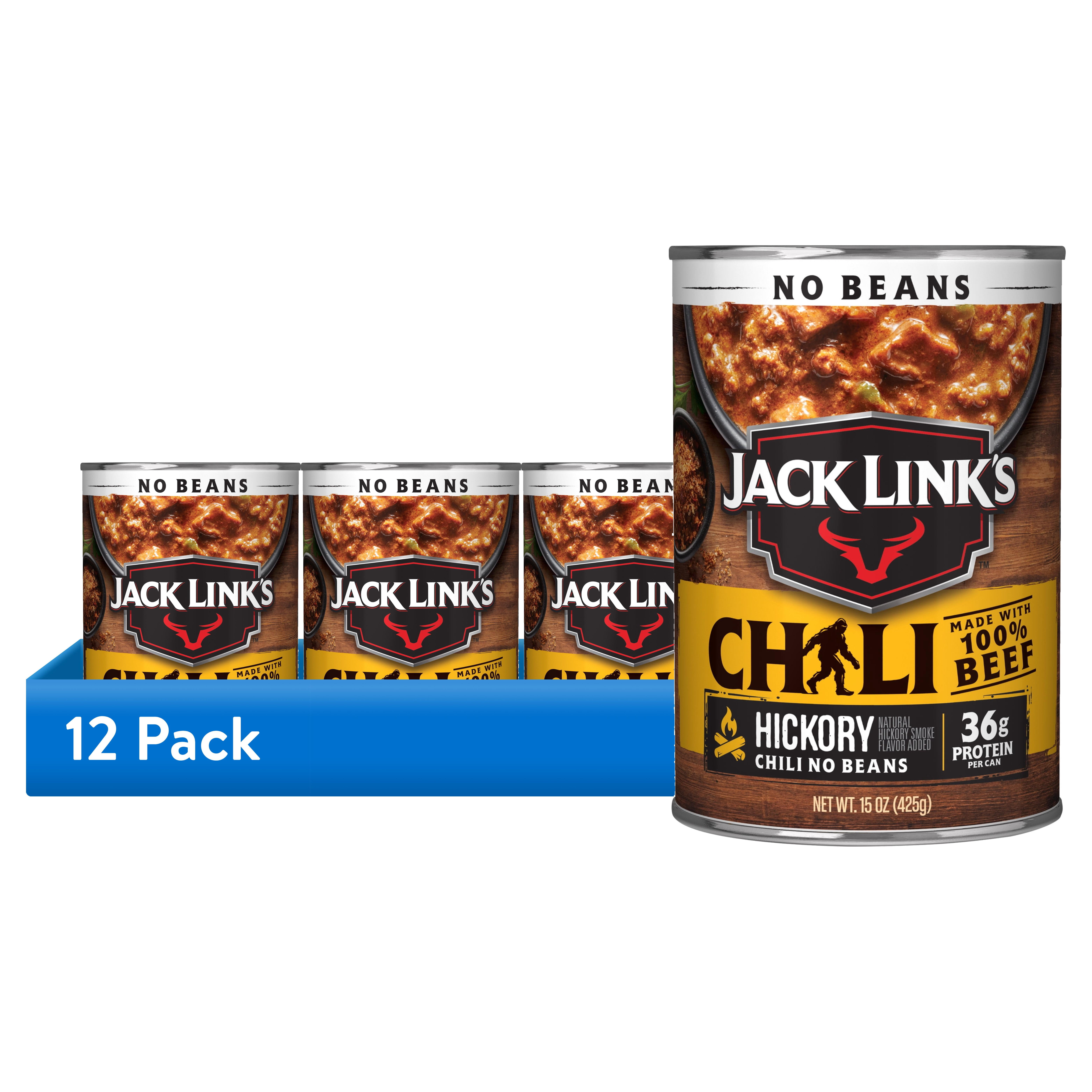 (12 pack) Jack Link's, Chili Hickory Flavored, No Beans, 15oz Can, 36g of Protein, Made with 100% Beef