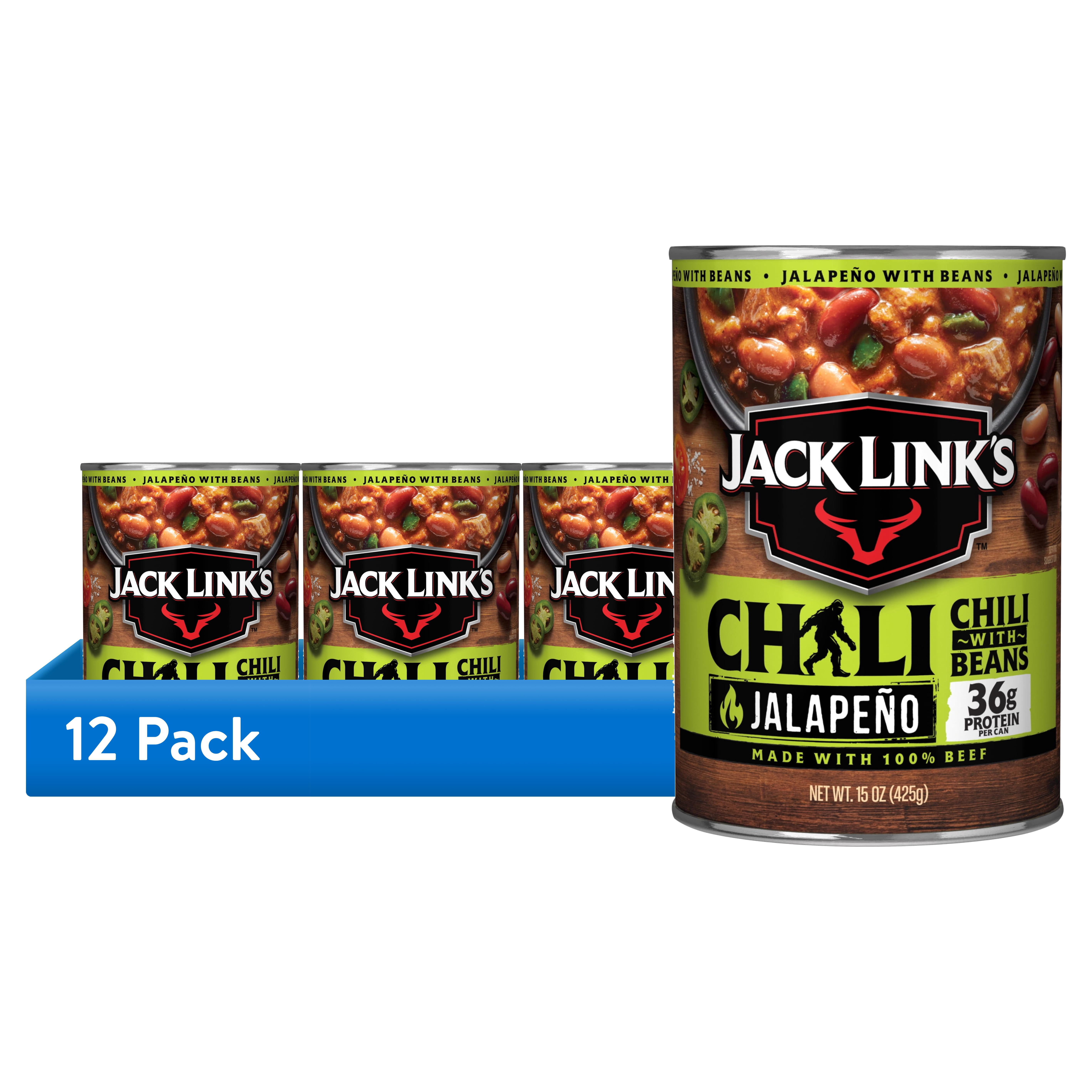(12 pack) Jack Link's Jalapeno Chili with Beans, 15 Ounce Can, 36 Grams of Protein