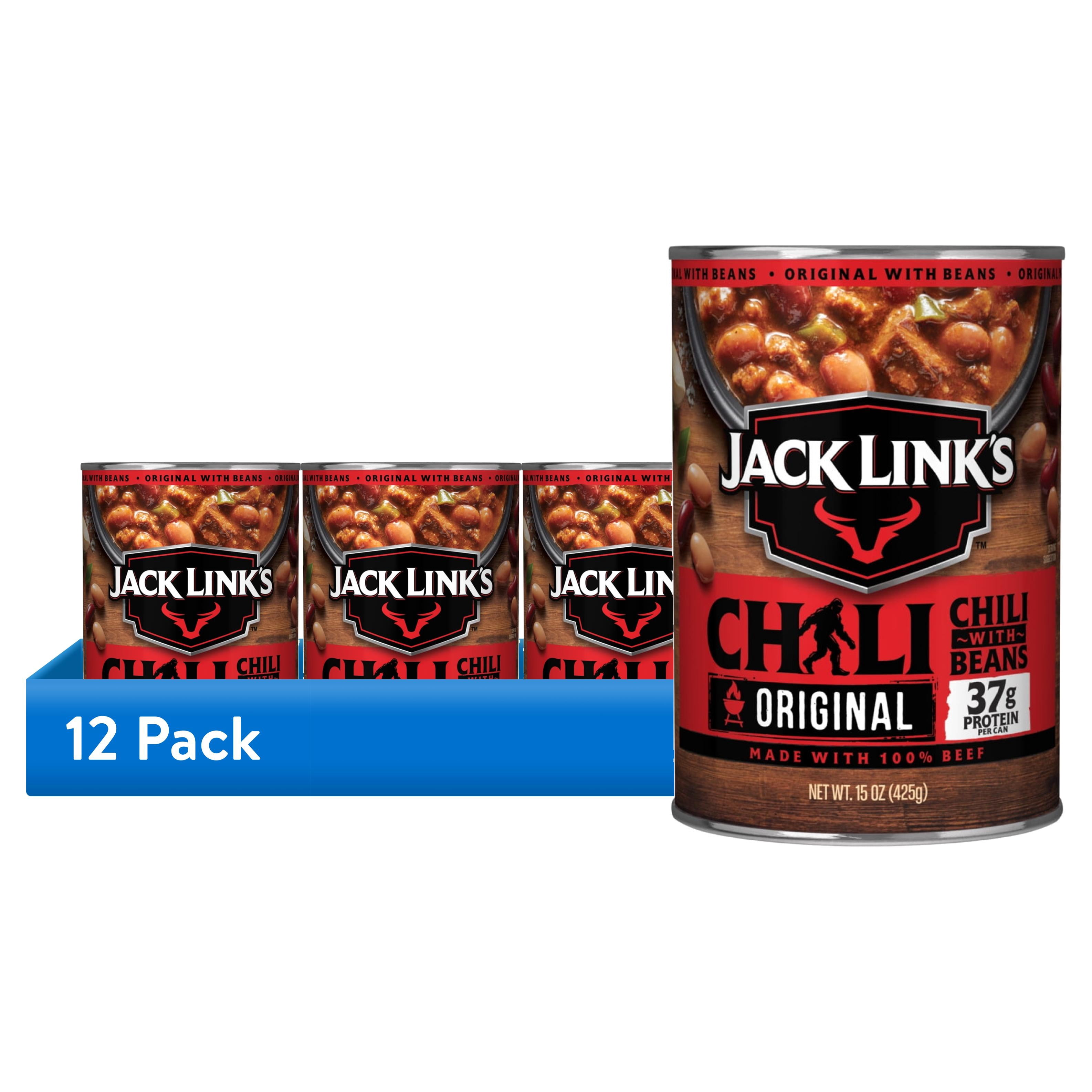 (12 pack) Jack Link's Original Chili with Beans, 15 Ounce Can, 37 Grams of Protein