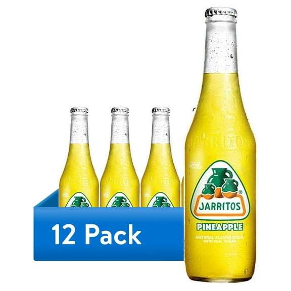 (12 pack) Jarritos Pineapple Soda, 12.5 fl oz (370 ml) Glass Bottle, 1 Count