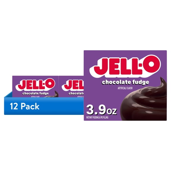 (12 pack) Jell-O Chocolate Fudge Instant Pudding & Pie Filling Mix, 3.9 oz Box