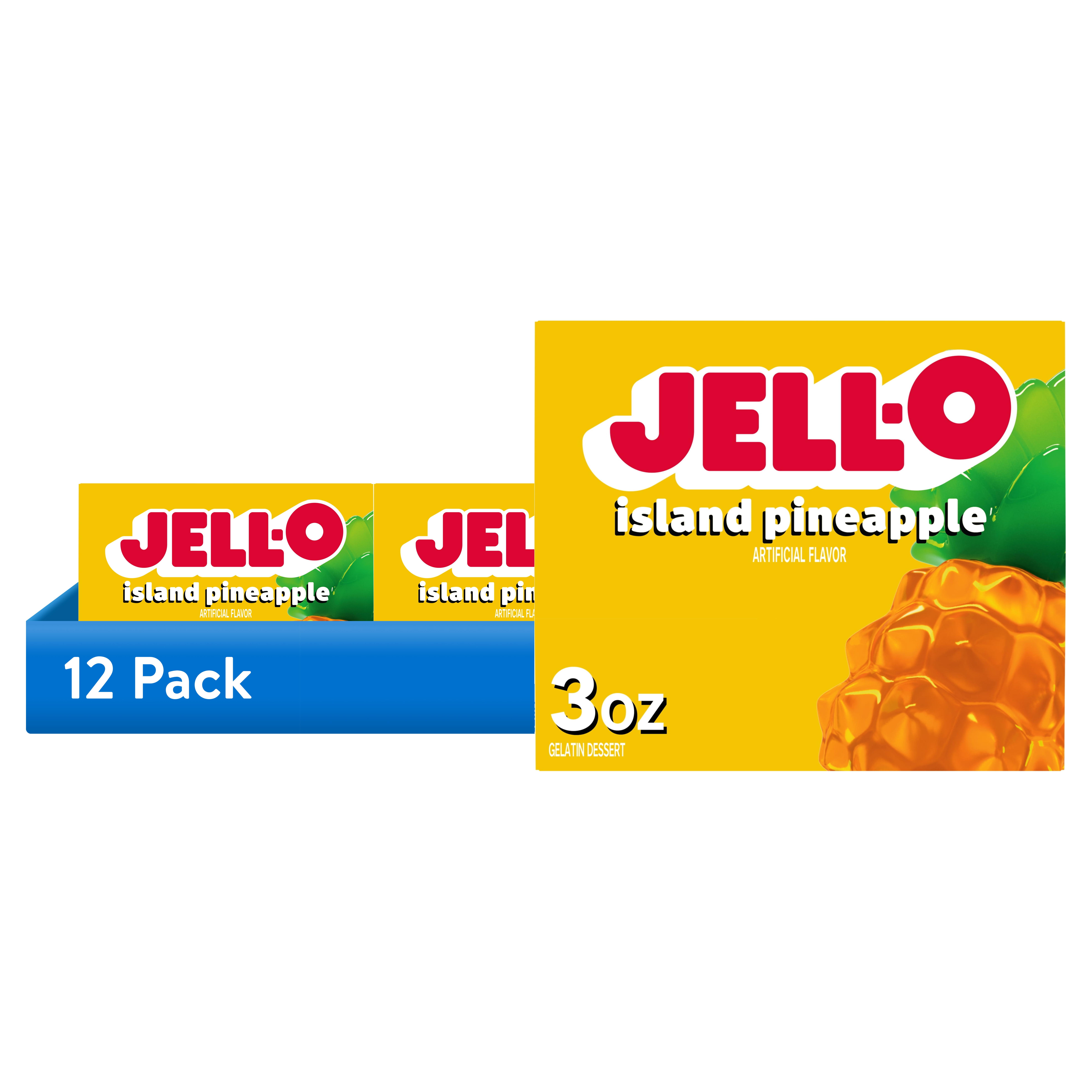 12 pack) Jell-O Island Pineapple Gelatin Dessert Mix, 3 oz Box