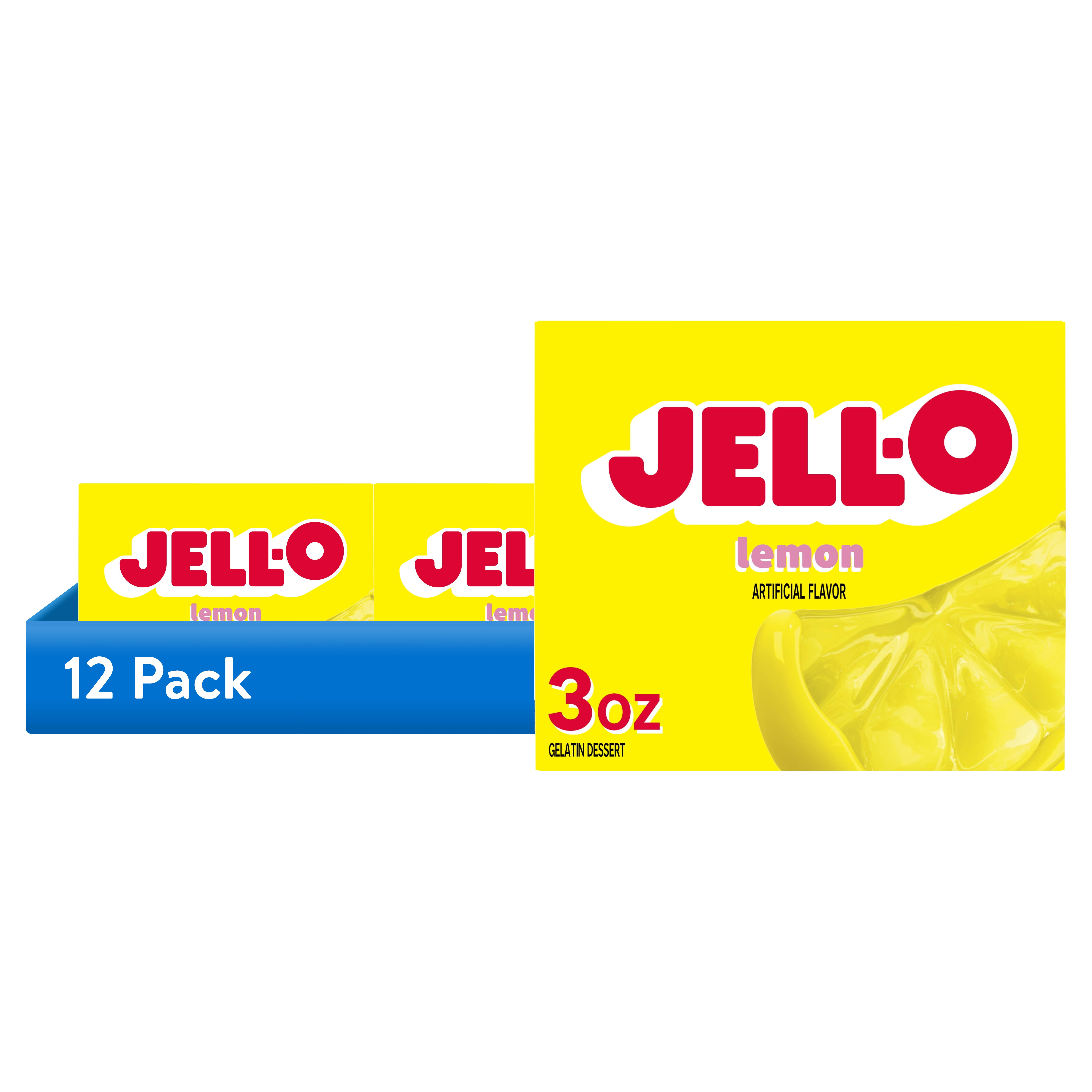 (12 pack) Jell-O Lemon Gelatin Dessert Mix, 3 oz Box