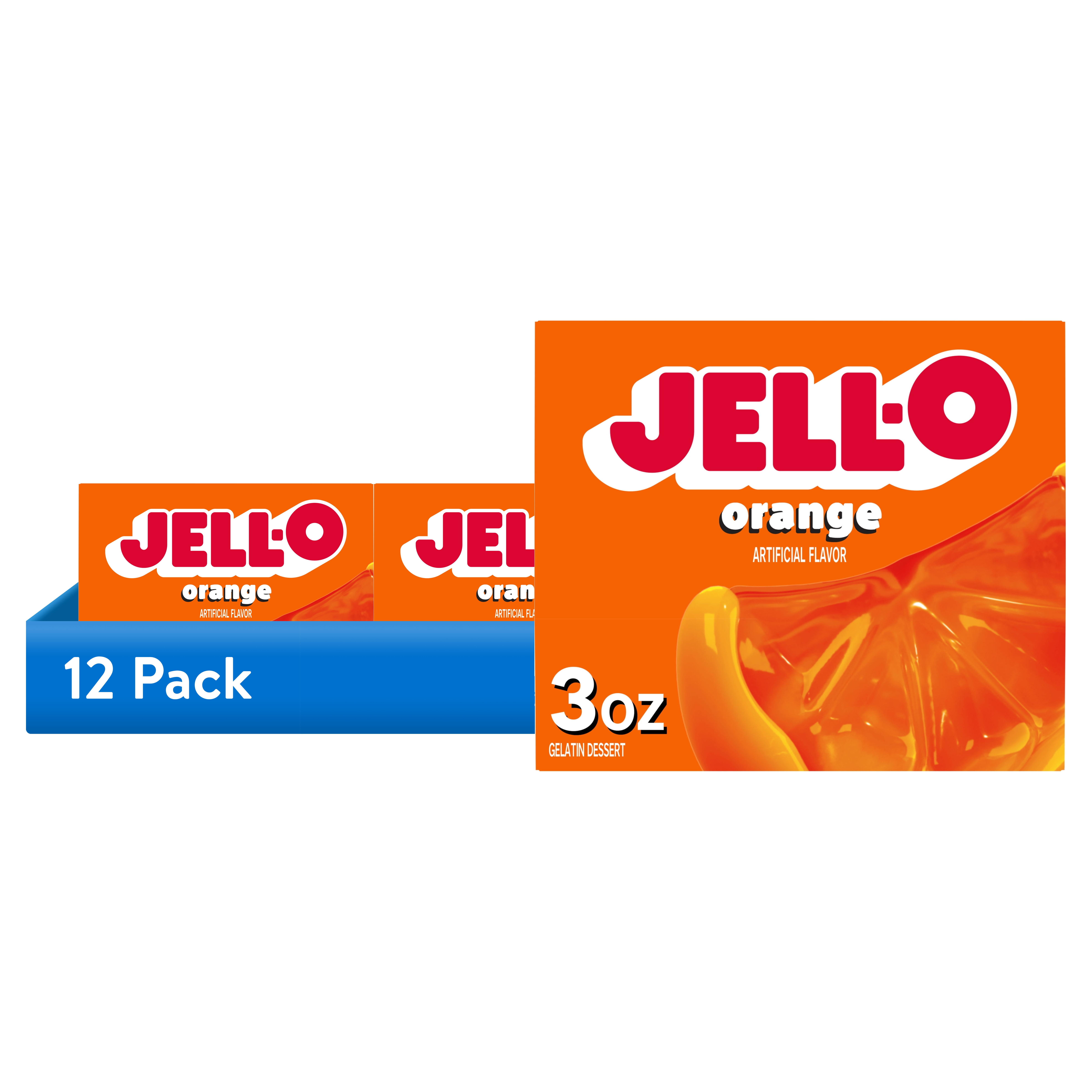 (12 pack) Jell-O Orange Gelatin Dessert Mix, 3 oz Box