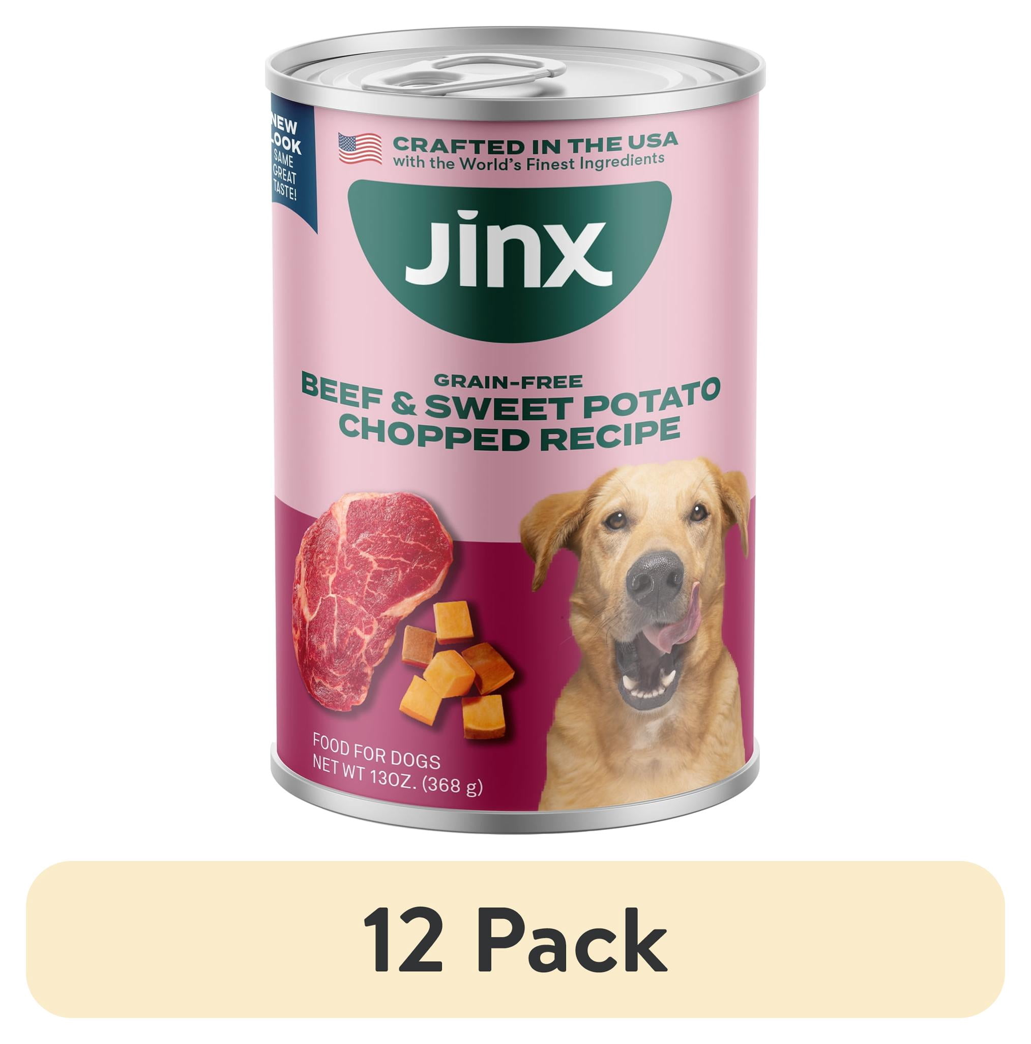 (12 pack) Jinx Chopped Beef Recipe Natural Wet Dog Food, Grain-Free, 13 oz Can