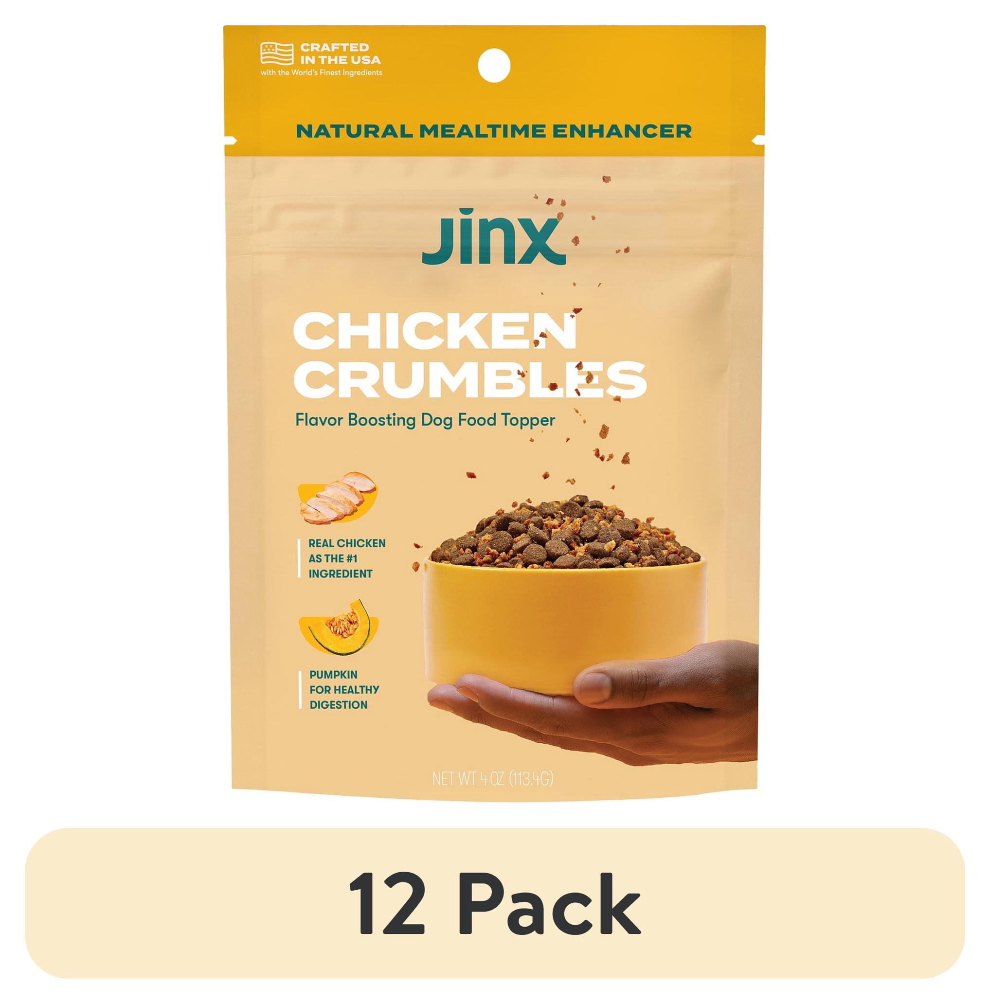 (12 pack) Jinx Crumbles Chicken Recipe Flavor-Boosting Natural Dog Food Topper, 4 oz Bag