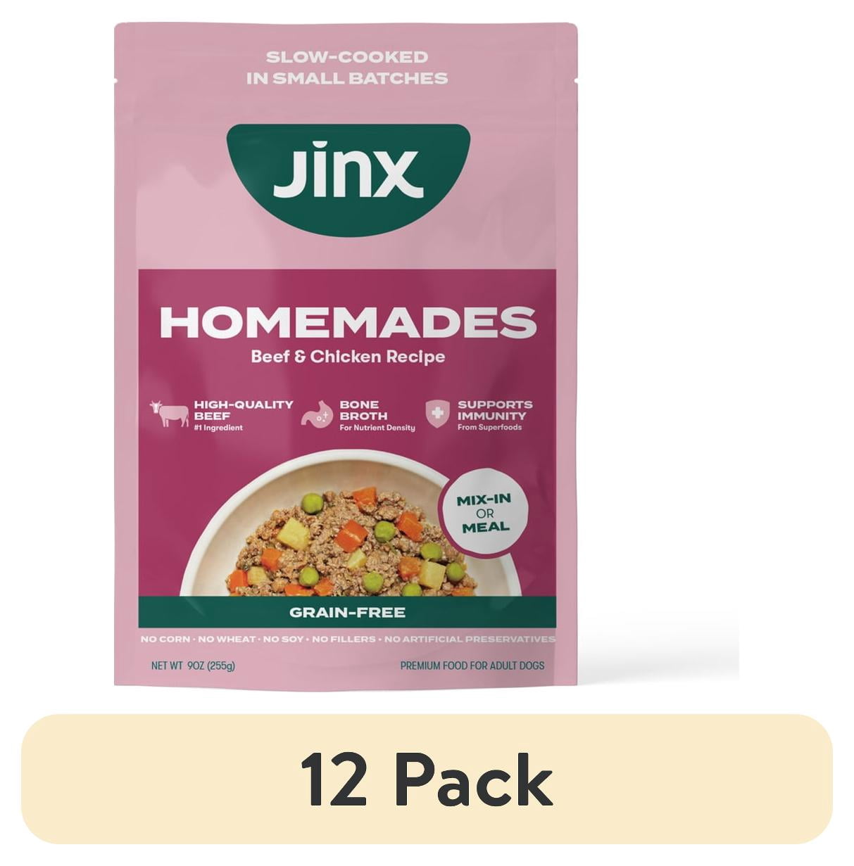(12 pack) Jinx Homemades Beef & Chicken Recipe Wet Natural Dog Food, 9 oz. Pouch