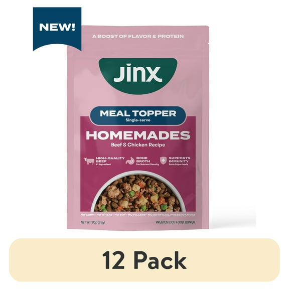 (12 pack) Jinx Homemades Chicken & Beef Topper,3oz.Pouch