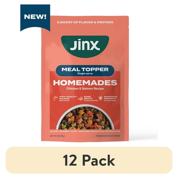 (12 pack) Jinx Homemades Chicken & Salmon Topper,3oz.Pouch