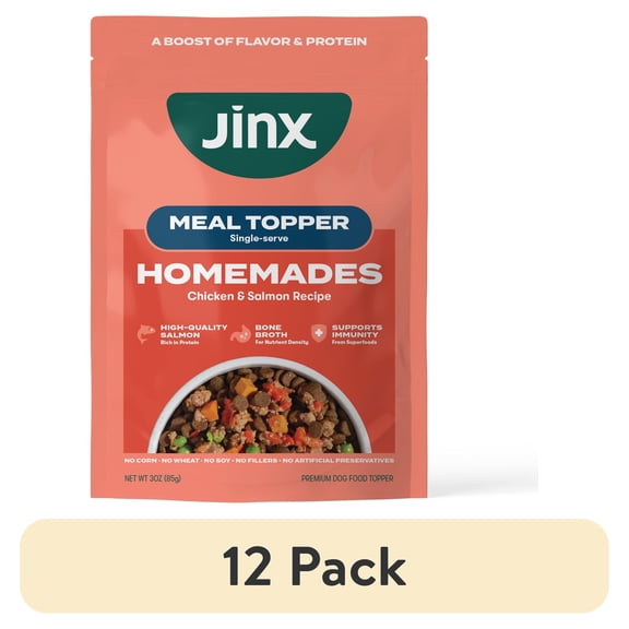 (12 pack) Jinx Homemades Chicken & Salmon Topper,3oz.Pouch