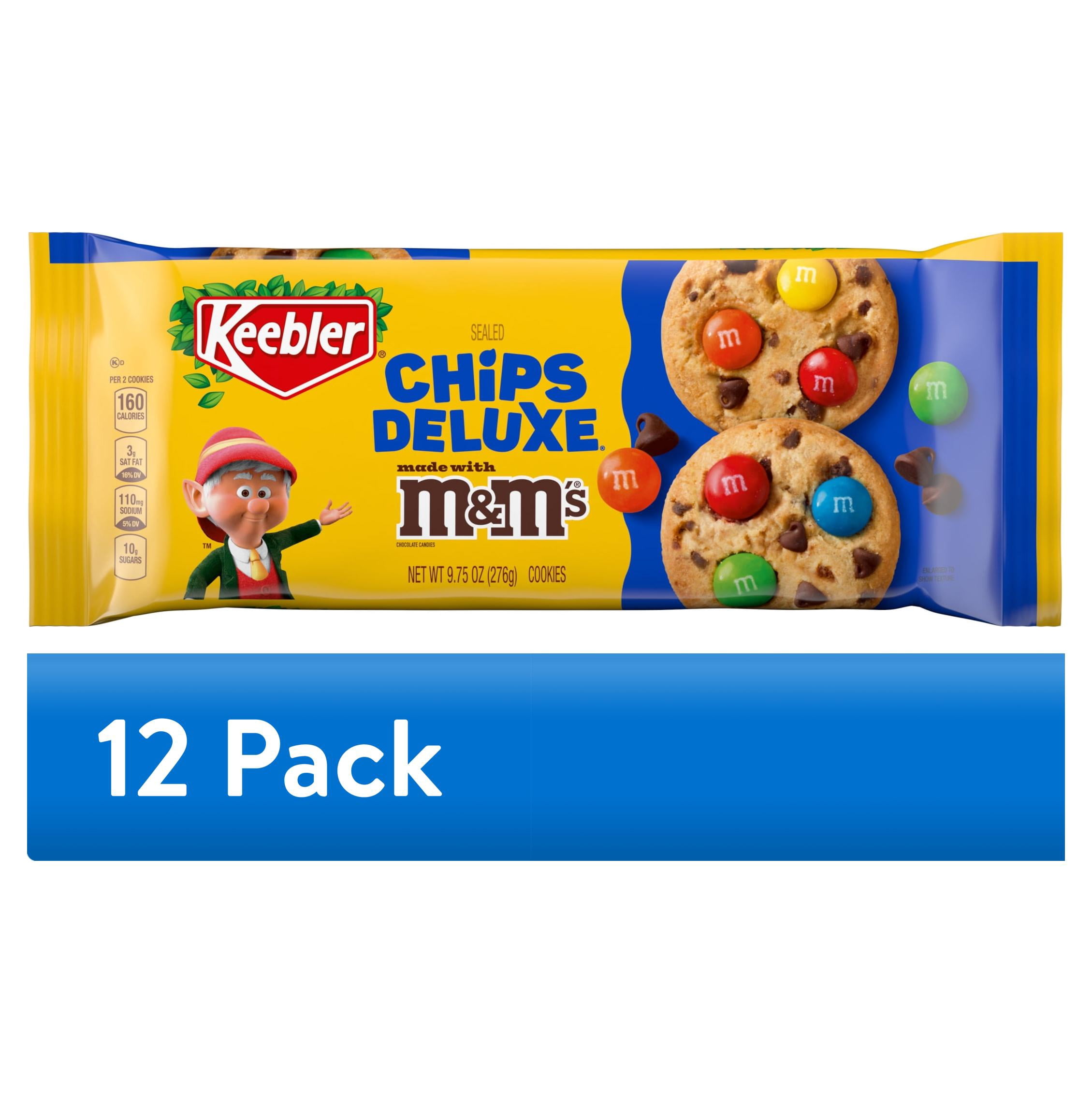 (12 pack) Keebler Chips Deluxe Cookies Made with M&M’s, Chocolate Chip Cookies Made with M&M’s, 9.75 oz