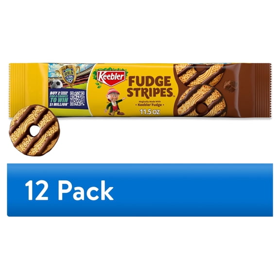 (12 pack) Keebler Fudge Stripes, Original Shortbread Cookies Coated in Keebler Fudge, 11.5 oz