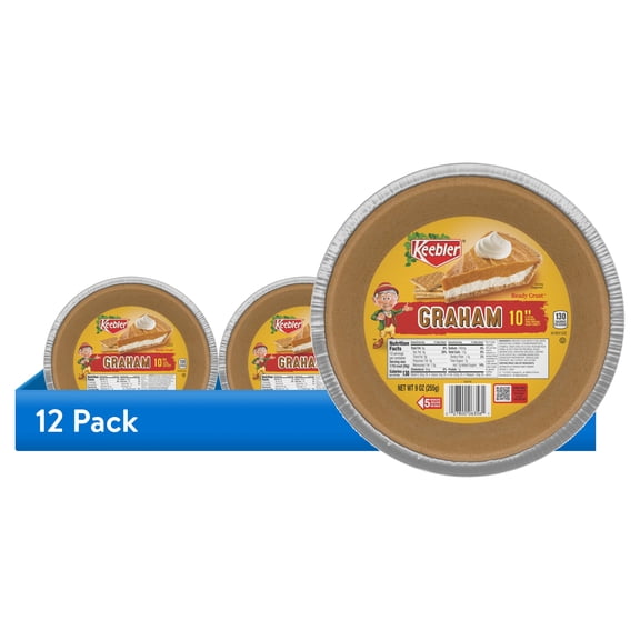 (12 pack) Keebler Ready Crust 10-Inch Graham Cracker Pie Crust, Premade Pie Crust For Baking And No-Bake, 9 oz