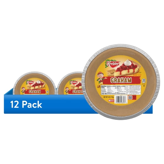 (12 pack) Keebler Ready Crust 9-Inch Graham Cracker Pie Crust, Premade Pie Crust For Baking And No-Bake, 6 oz