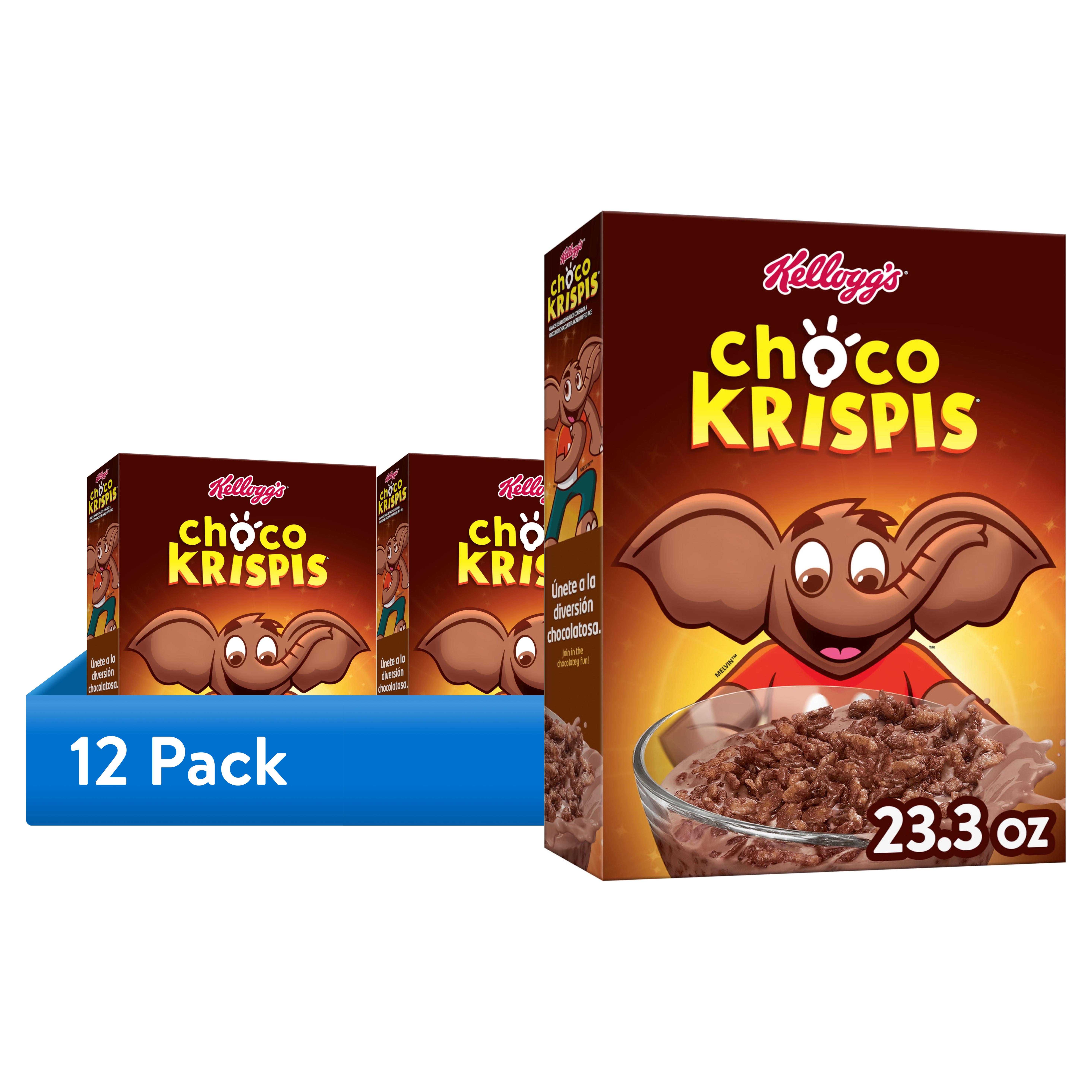 (12 pack) Kellogg's Choco Krispies Original Breakfast Cereal, 9 Vitamins and Minerals, 23.3 oz
