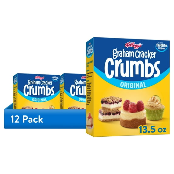 (12 pack) Kellogg's Graham Cracker Original Crumbs, Dessert Ingredients, 13.5 oz