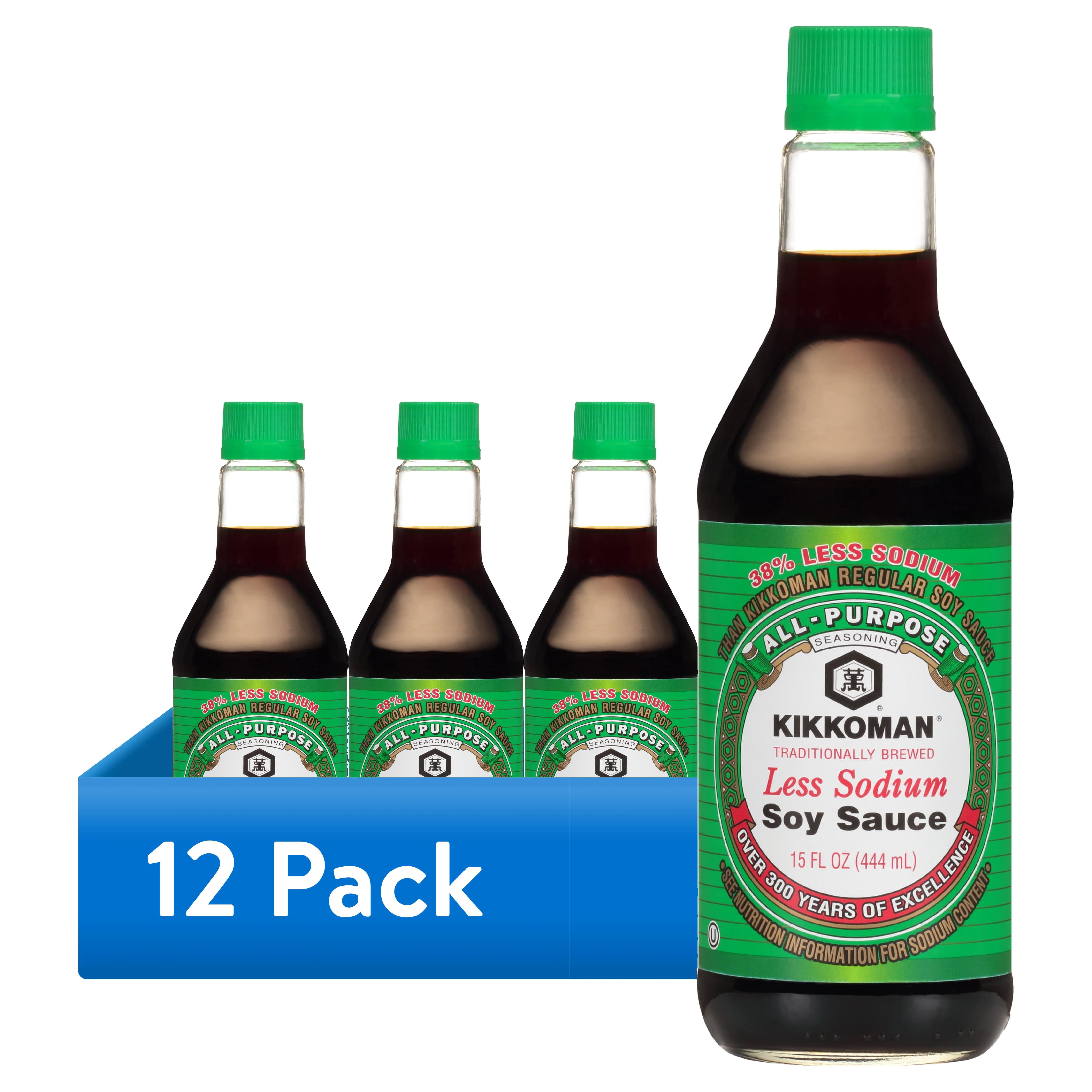 (12 pack) Kikkoman Less Sodium Soy Sauce, 15 oz Bottle