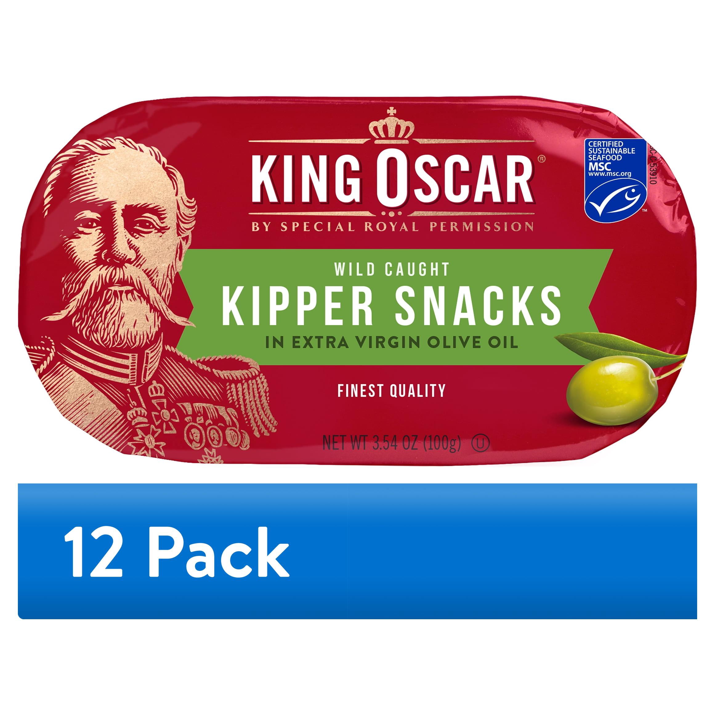 (12 pack) King Oscar Wild Caught Kipper Snacks in Extra Virgin Olive Oil 3.54 oz