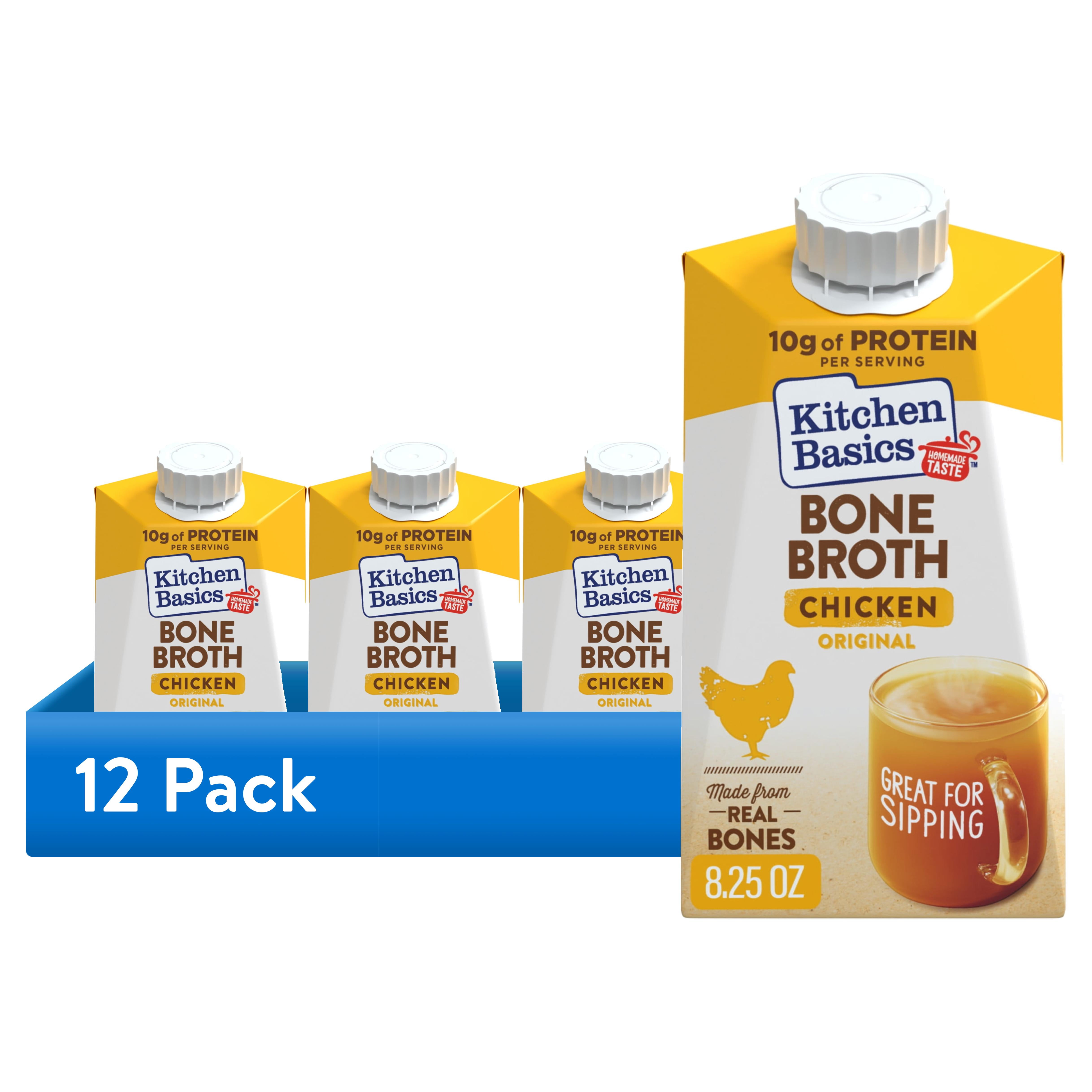 (12 pack) Kitchen Basics Chicken Bone Broth, 8.25 oz Carton